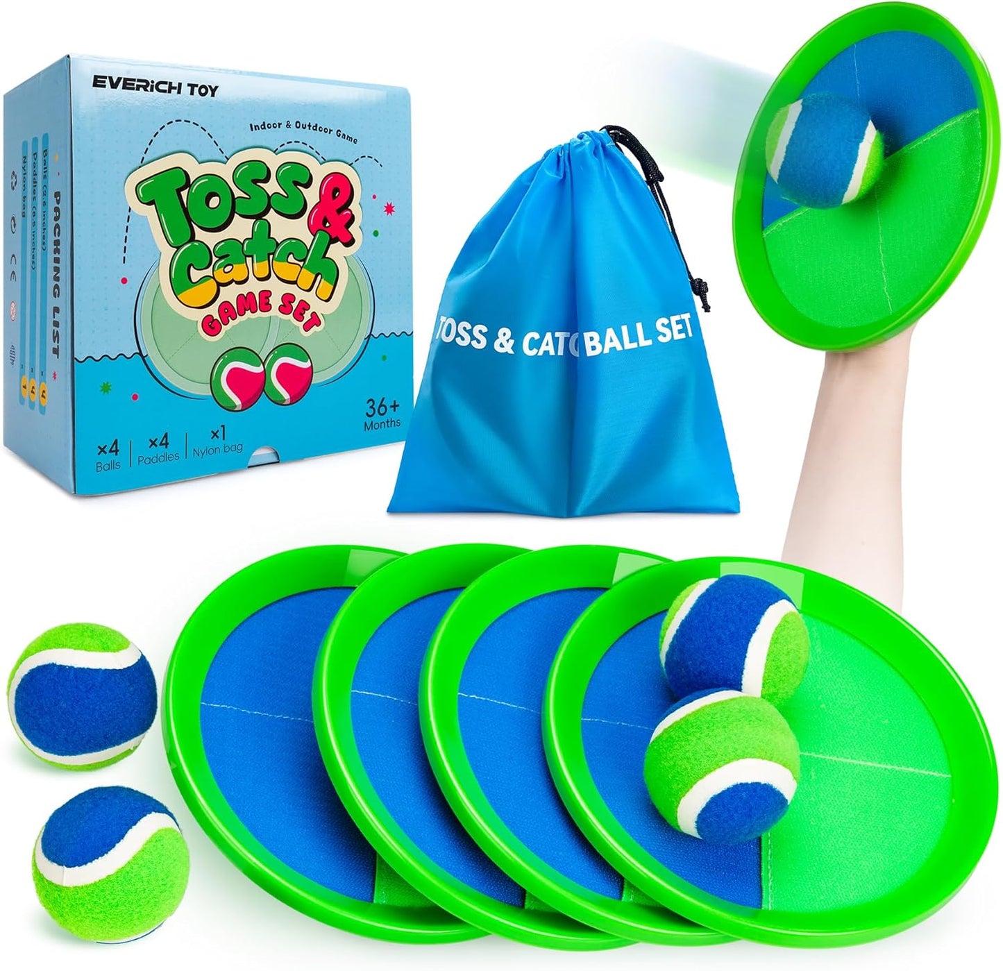 EVERICH Upgraded Toss and Catch Ball Game Set, Outdoor Games for Kids Toys, Stocking Stuffers for Family Games, Beach Pool Yard Outside Toys for Boys Girls 3 4 5 6 7 8-12 Years Old