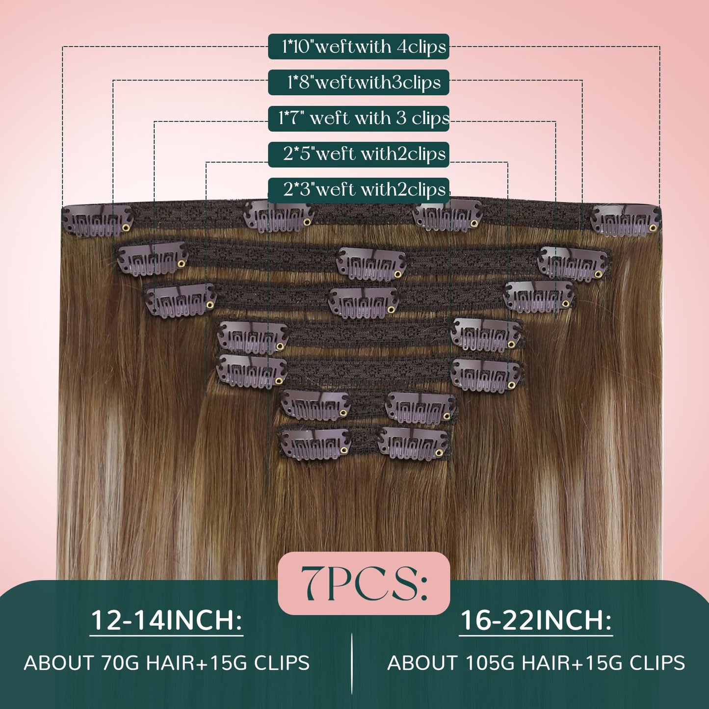Easyouth Clip in Human Hair Extensions Balayage Clip in Extensions for Women Dark Brown Ombre Light Brown with Blonde Clips in R