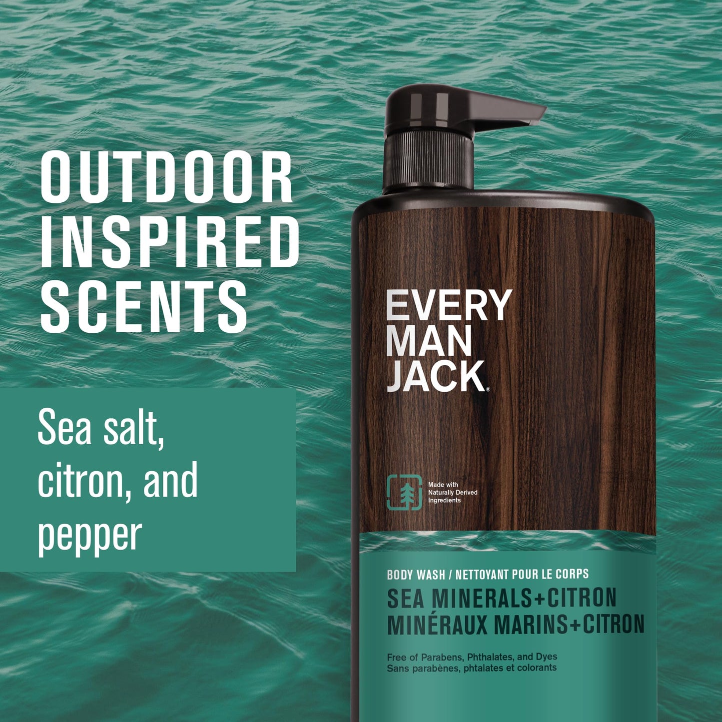 Every Man Jack Mens Hydrating Body Wash for All Skin Types - Cleanse and Hydrate Skin with Naturally Derived Marine Extracts, Co