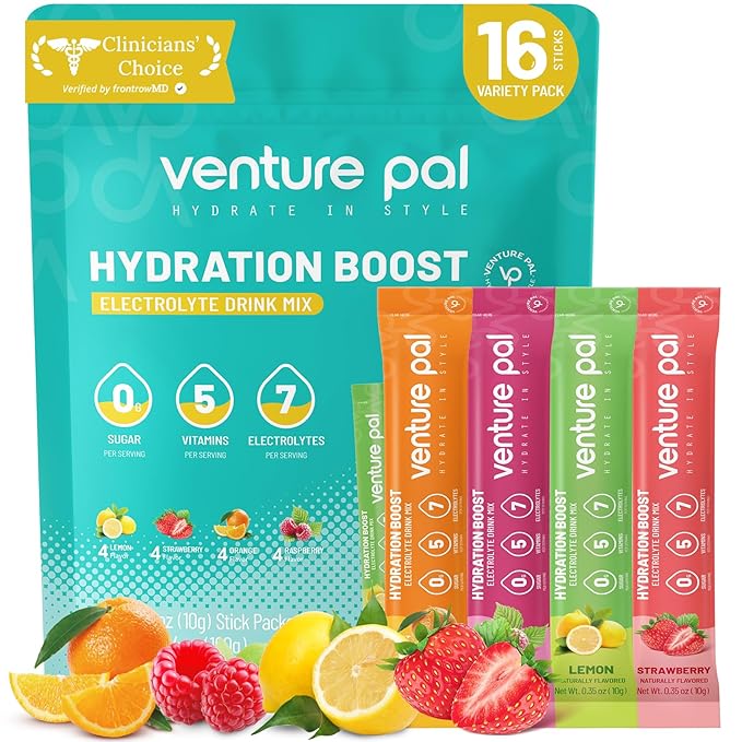 Venture Pal Sugar Free Electrolytes Powder Packets - Liquid Daily IV Hydration Packets | Instantly Hydrating & Party Recov...
