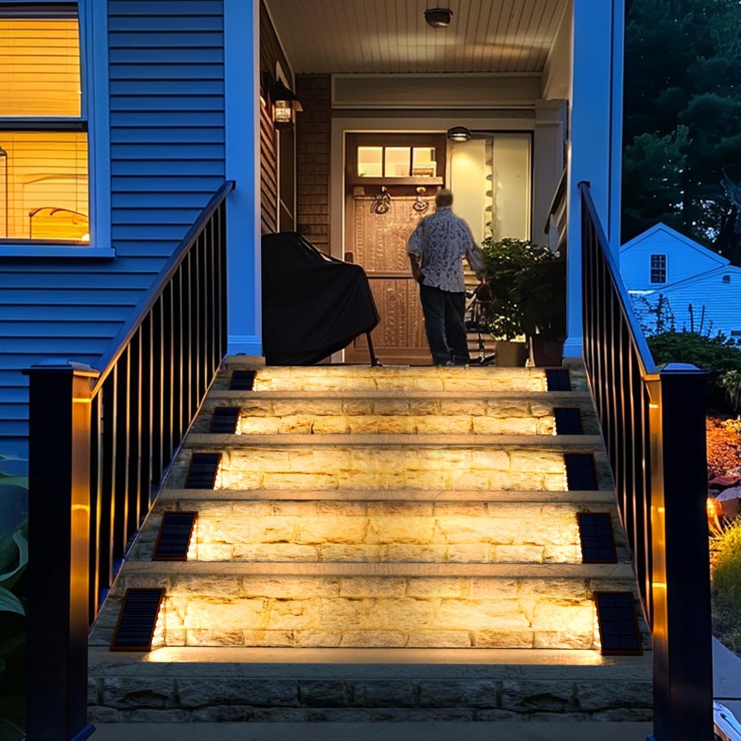 JOFIOS Solar Step Lights, 24 Pack, Waterproof IP67, Warm White, Model 61190, Outdoor Deck Stair Lights