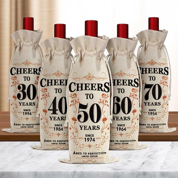 SpringWhisper 2Pcs 50th Birthday Gifts for Women Men Back in 1974 Birthday Gift 50 Years Old Gift Birthday Decoration Wine Bag Gift for Her Him Wine Gift Bag 50th Turning 50
