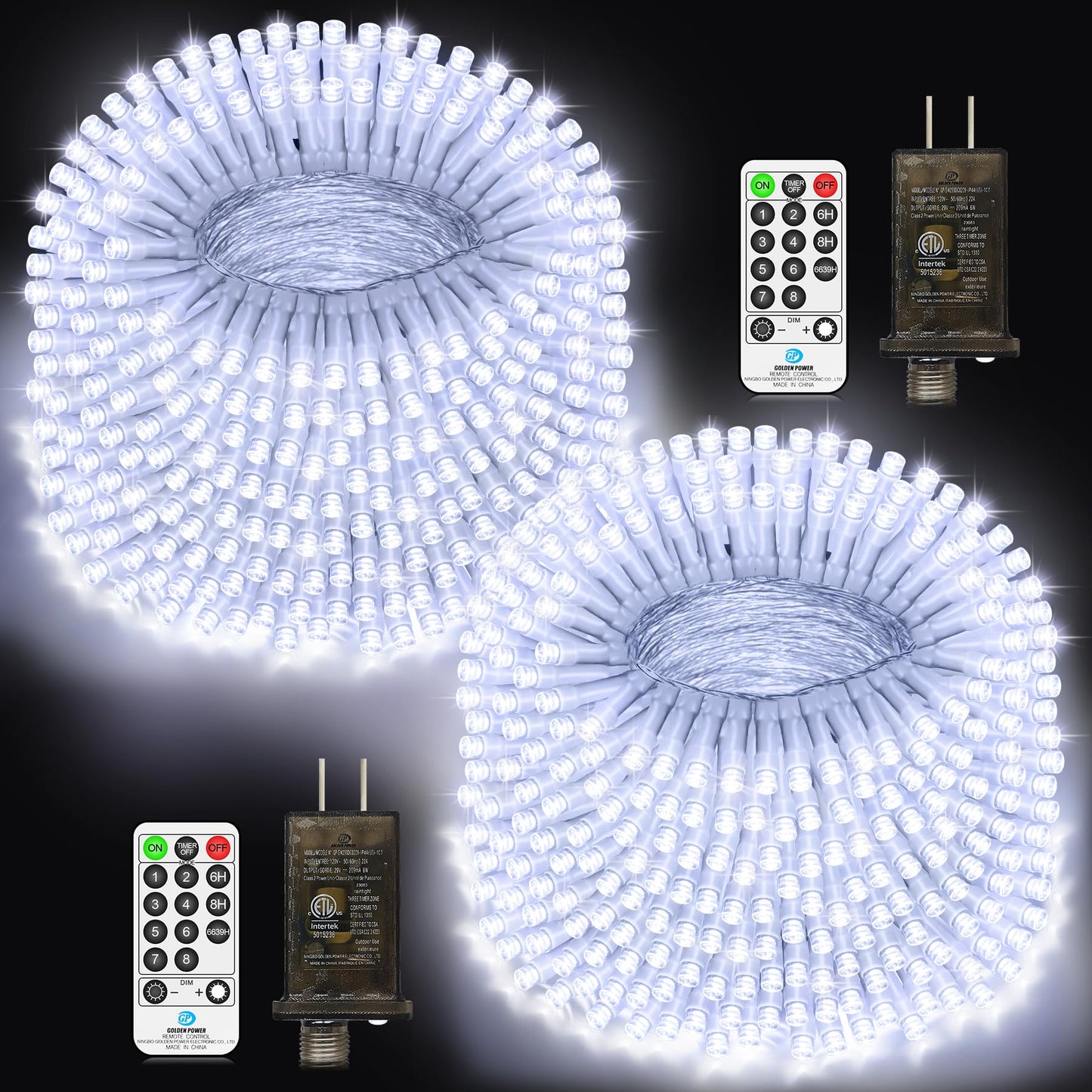 2 Pack 403 Ft 1000 Led Christmas Lights Outdoor Fairy Lights Plug In Extra Long Clear Wire String Lights With Remote Timer 8 Modes For Outside House Tree Garden Wedding Party Decorations-Cool White