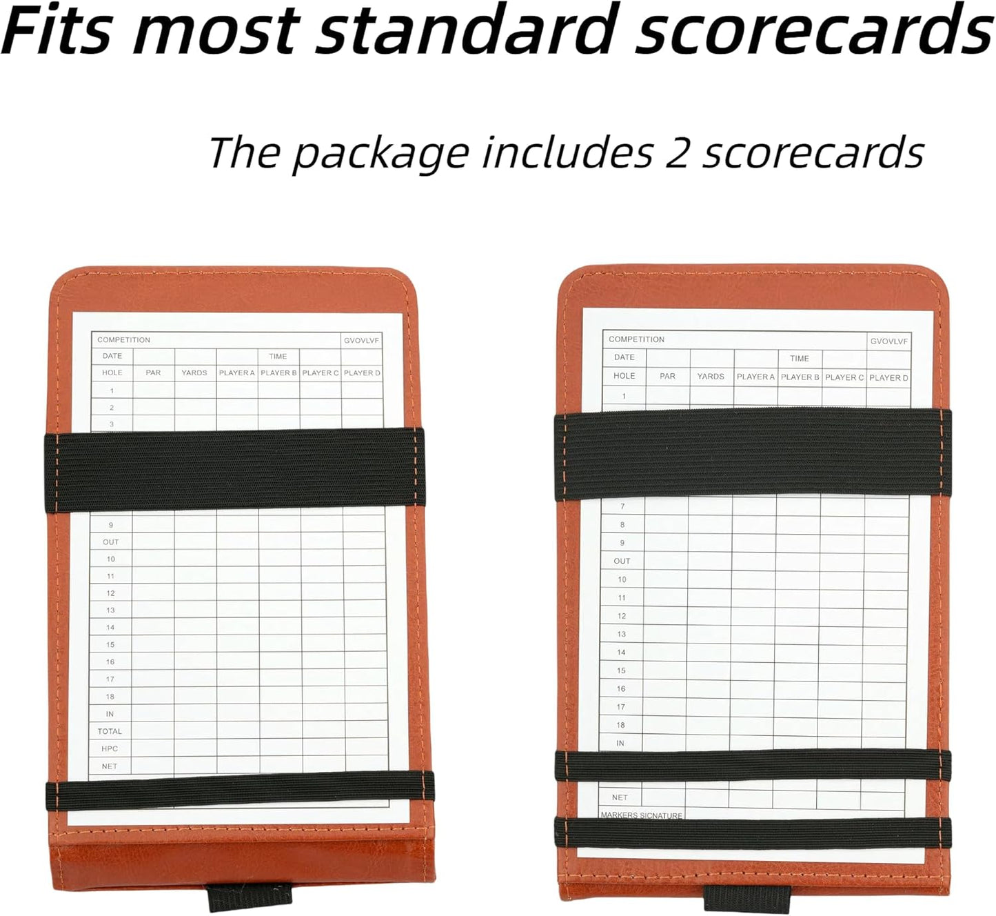 Golf Scorecard Holder, PU Leather Yardage Book Cover with 2 Score Cards, 7.08 x 4.33 Inches, Unisex Adult