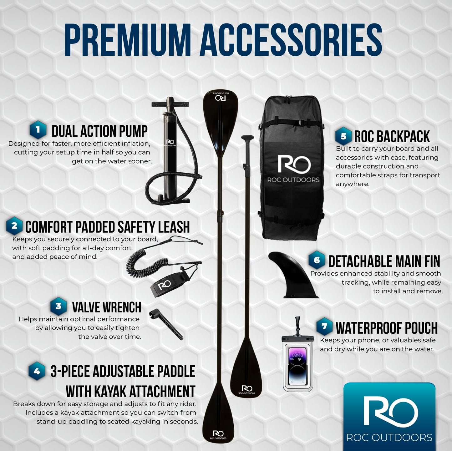Roc Inflatable Stand Up Paddle Board 10' 6" with Premium SUP Paddle Board Accessories, Wide Stable Design, Non-Slip Comfort Deck for Youth & Adults (Golden Hour)