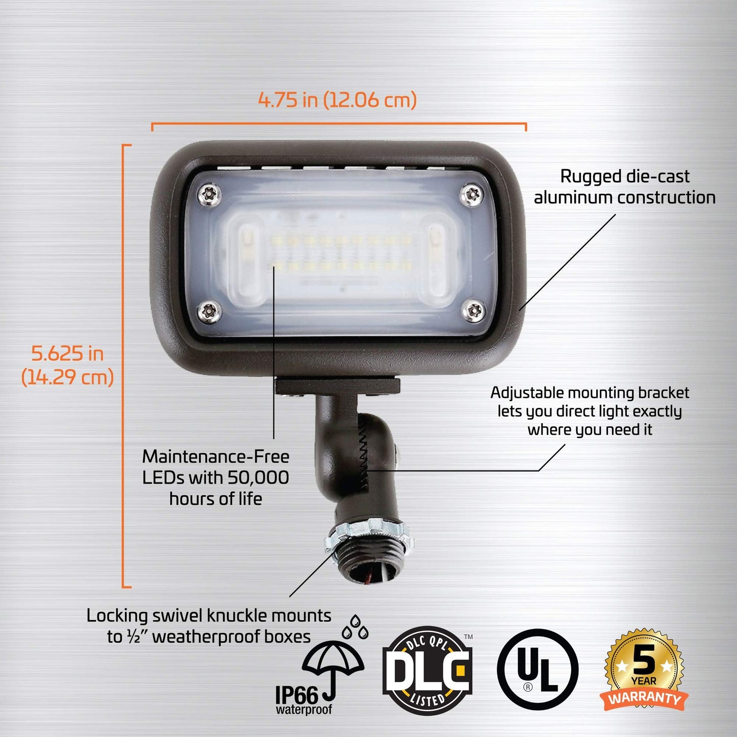 Newhouse Lighting Led Wall Wash Flood Light, 16W, 1500 Lumens, 3000K Warm White, Bronze, 2-Pack, Die-Cast Aluminum, Weatherproof