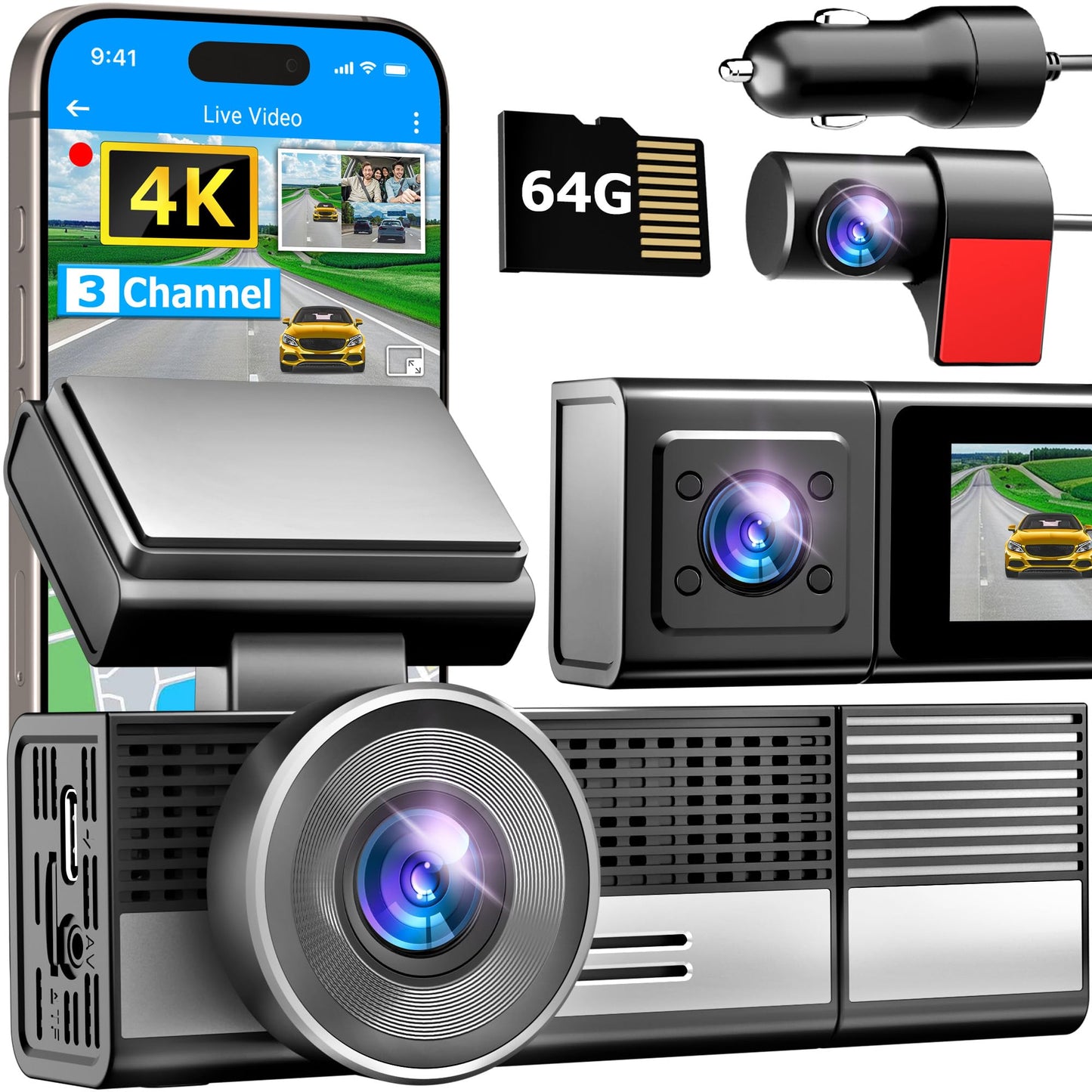 Ecomoment Dash Cam Front And Rear, 4K+1080P Dual Dash Camera For Cars