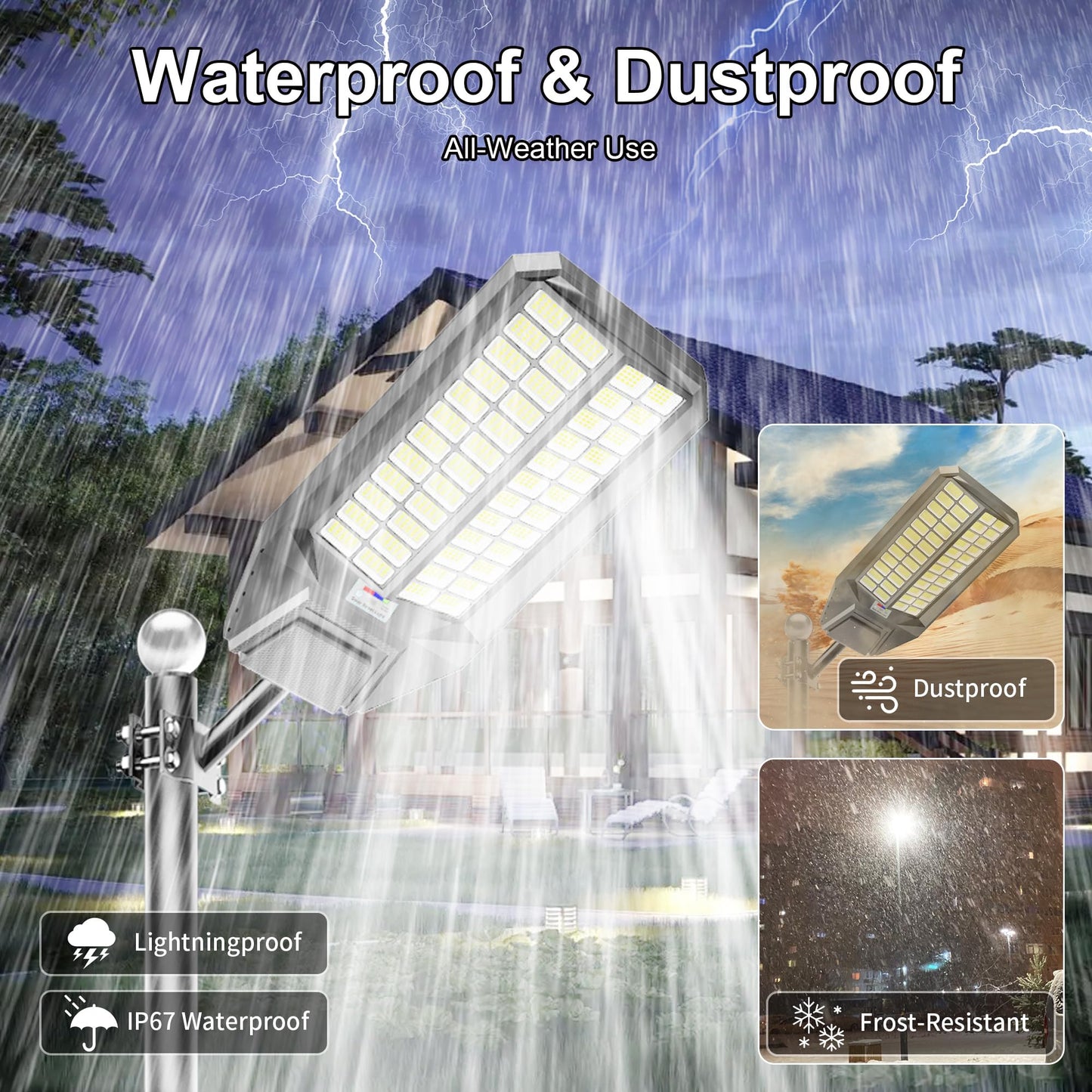 Loyoele Utral-Large Solar Street Light  Flood Lights Outdoor Waterproof Motion Sensor Led Lights Dusk To Dawn With Remote  Solar-Powered Parking Lot Light Commercial Area Lighting