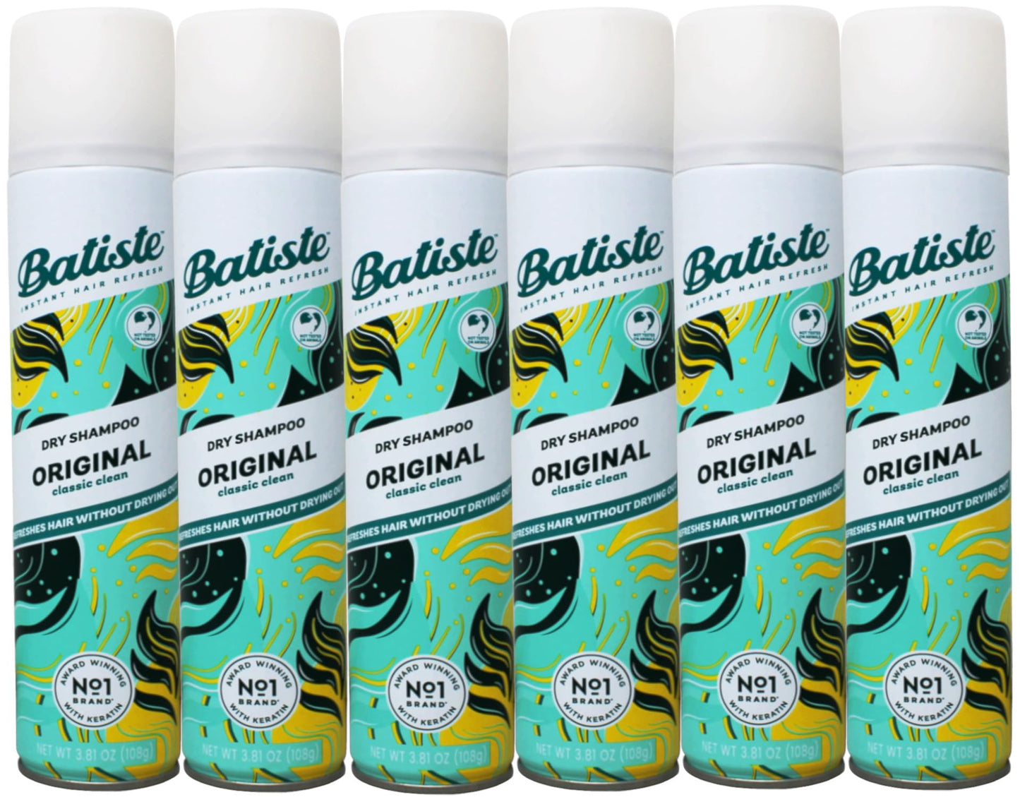 Batiste Dry Shampoo, Original, Classic Clean, 3.81 oz (Pack of 6)