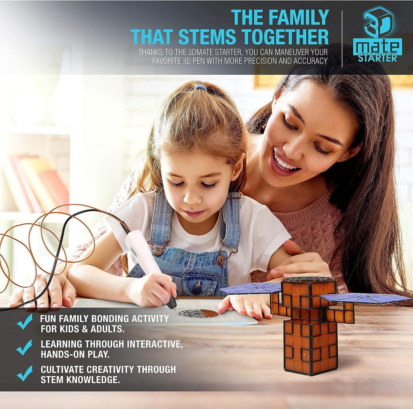3Dmate Starter - Transparent 3D Pen Mat 9 x 7 Inches with Compatible Stencils Book - Flexible Two-Sided Heat-Resistant Silicone - 3D Pen Accessories - Templates for Kids, Adults