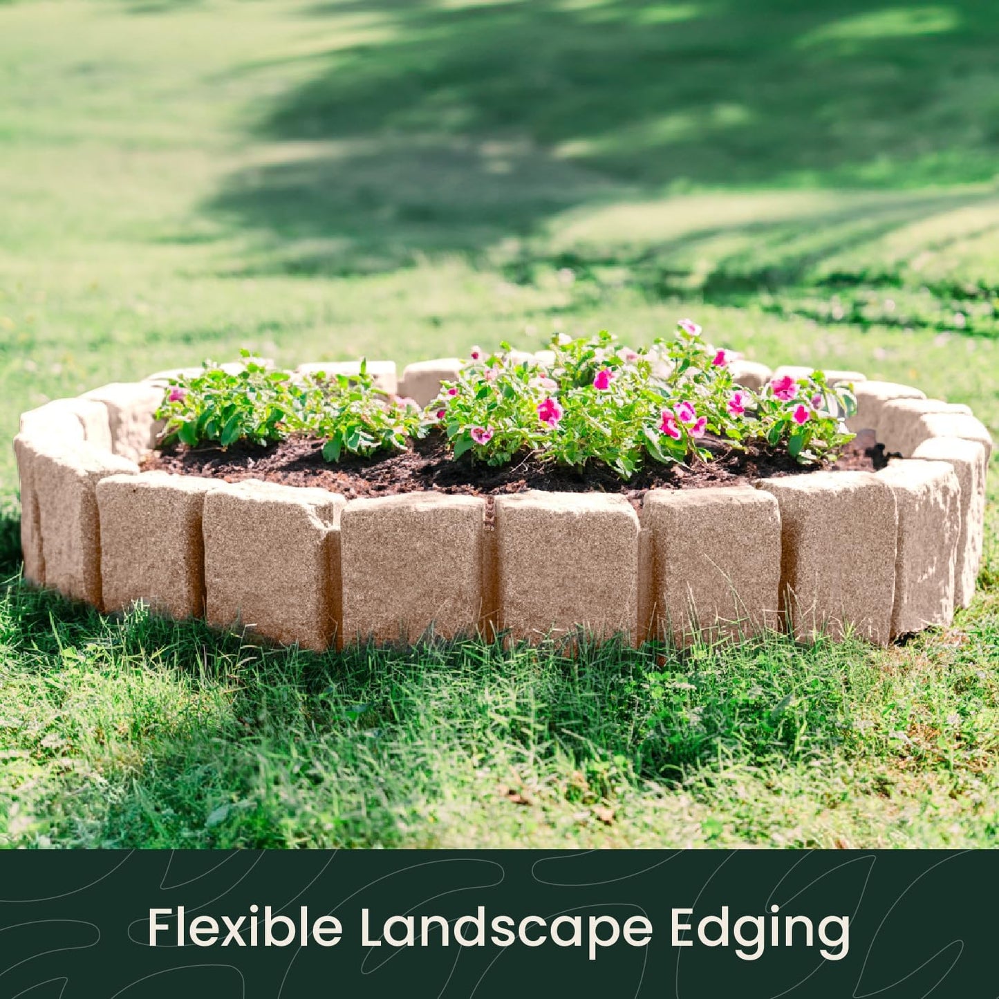 Beuta Landscape Edging | Garden Edging Border | Faux Stone Block XL for Lawn Edging, Flower Beds & Yard Edging – 4 Pack | Each Section Has 6 Blocks 48" L x 4" W x 9.5" H | 12 Spikes | Sandstone