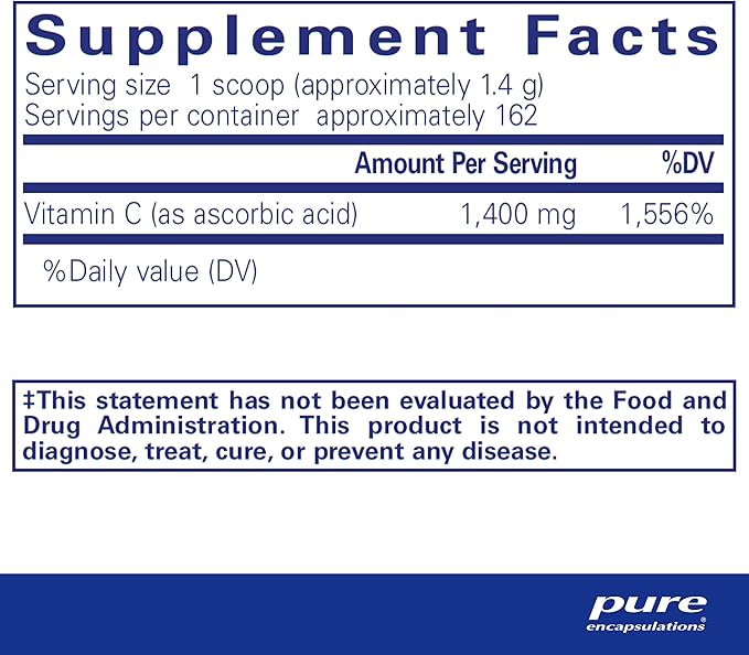 Pure Encapsulations Ascorbic Acid Powder | Hypoallergenic Vitamin C Supplement for Antioxidant Support* | 8 Ounces