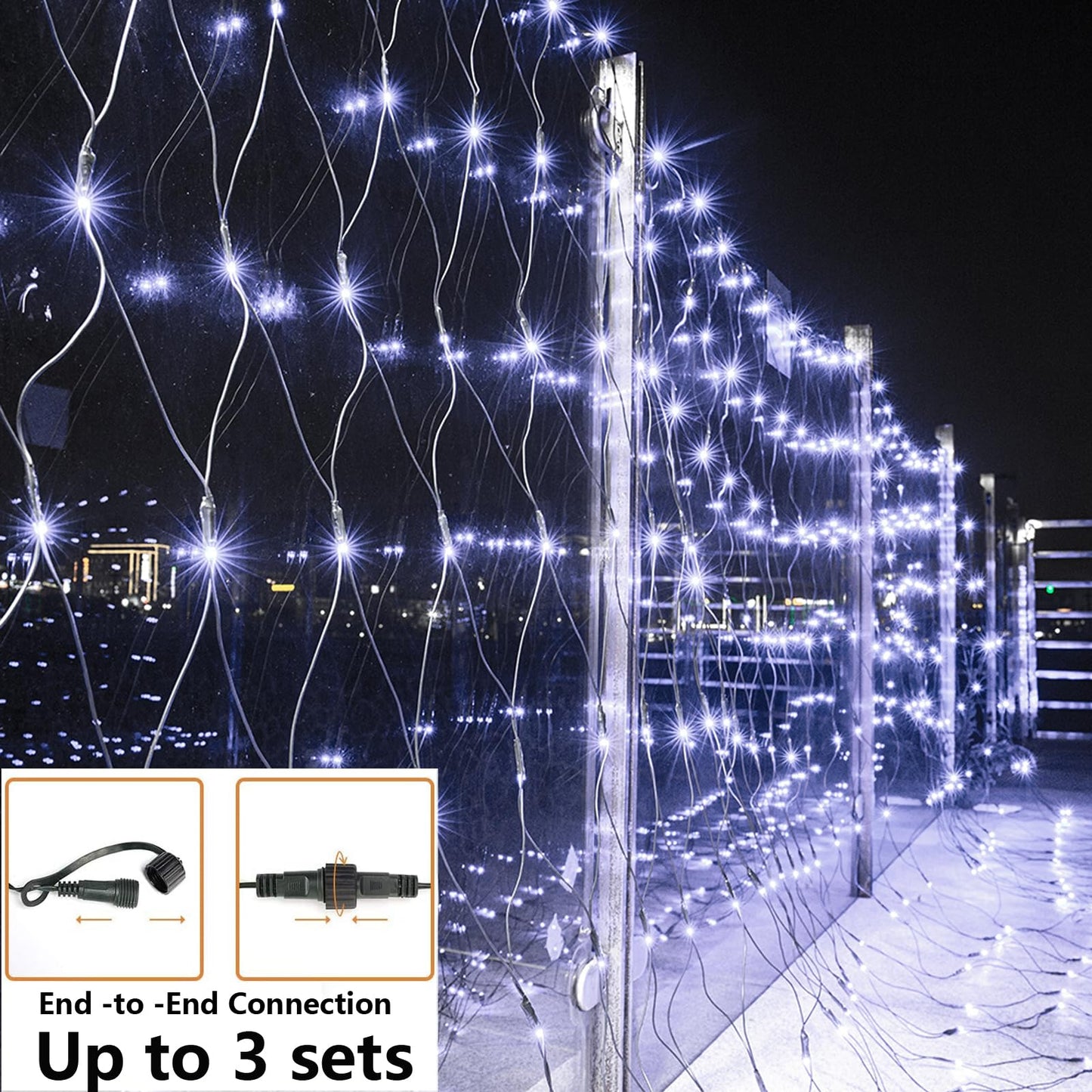 Joomer Christmas Net Lights - 360 LED Waterproof Mesh Lights, 12FT x 5FT, Green Wire, 2PACK, 8 Modes, Timer