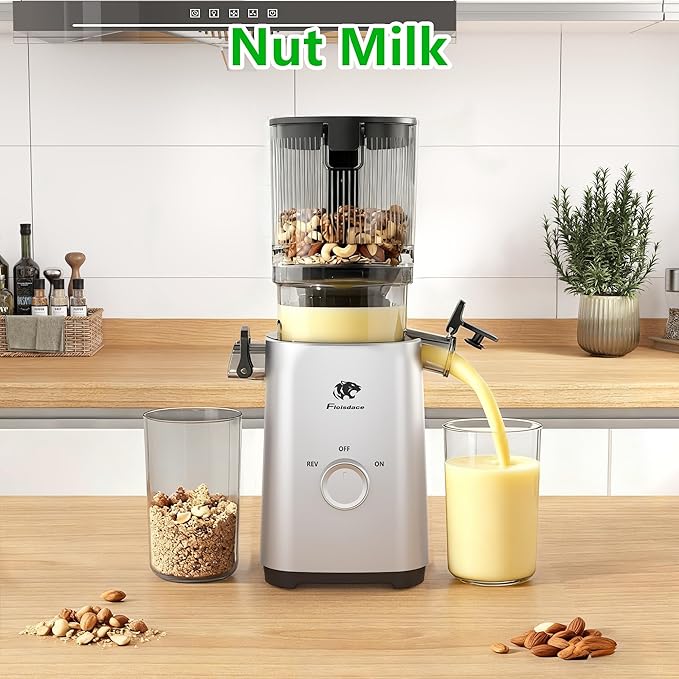 T34 Cold Press Juicer, Juicers Machines - 5.3" Large Feed Chute for Whole Fruits & Vegetables, Powerful AC Brushless Motor, 99% Juice Yield, Ultra Quiet, Easy Clean, Extra one Replace juicer strainer