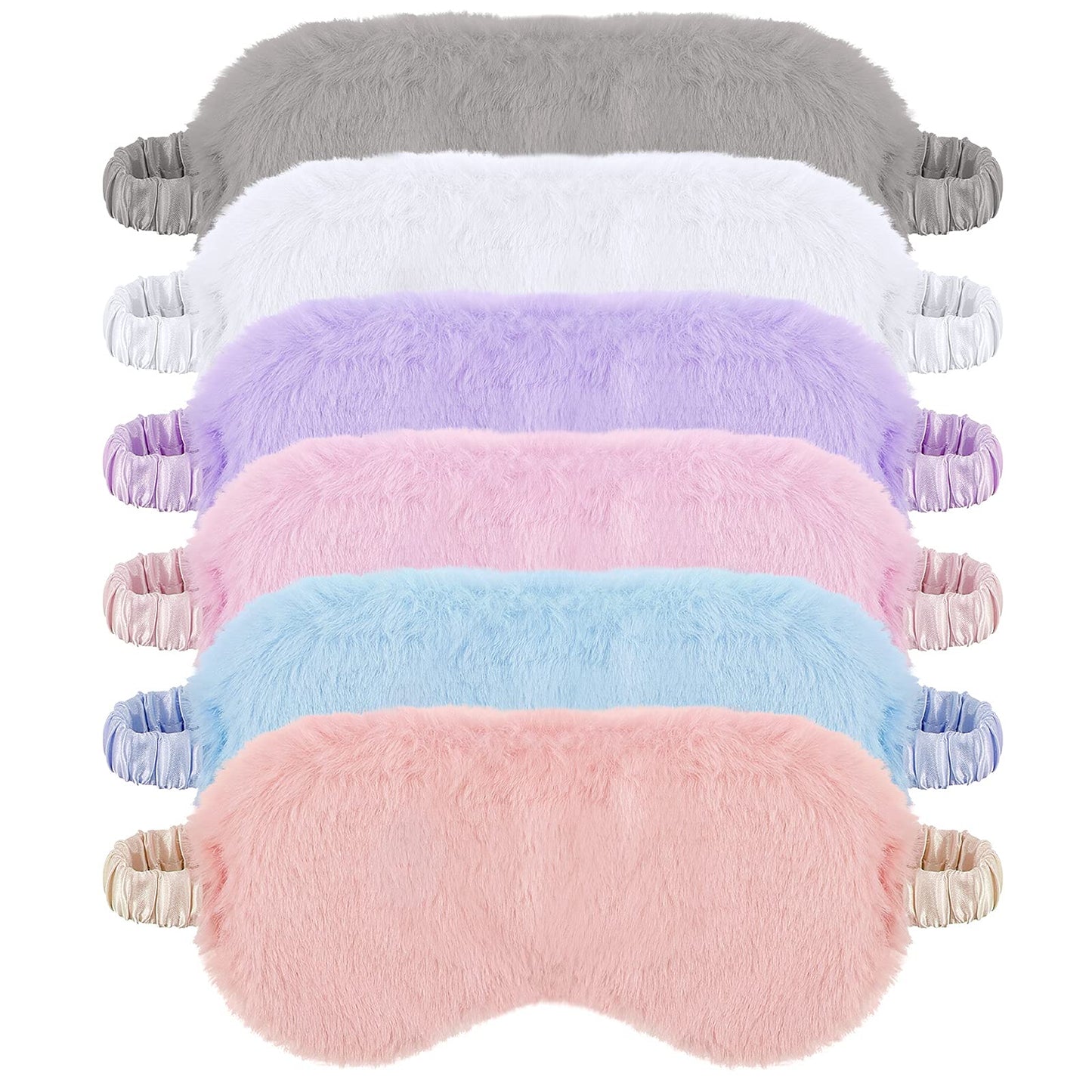 SATINIOR 6 Pieces Plush Eye Mask Soft Sleeping Blindfold Fluffy Eye Cover for Girls and Adult Party Favors