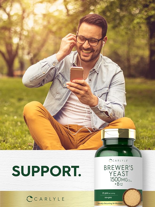 Carlyle Brewers Yeast Tablets with Vitamin B12 | 500 Count | 1500mg | Non-GMO