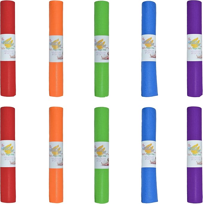 Hello Fit Kids Yoga Mats, 60" x 24" Exercise Mats, 4mm Non Slip Yoga Mat for Boys and Girls, Easy to Clean Kid's Workout M...