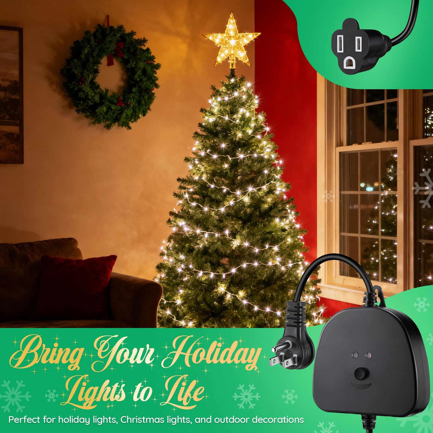 Gulfmew Christmas Light Controller With Remote  Multiple Lighting Effects  Timer  Dusk To Dawn Sensor Control  For Indoor Outdoor Holiday Xmas Lights  Waterproof(1 Channel/16 Functions Black)