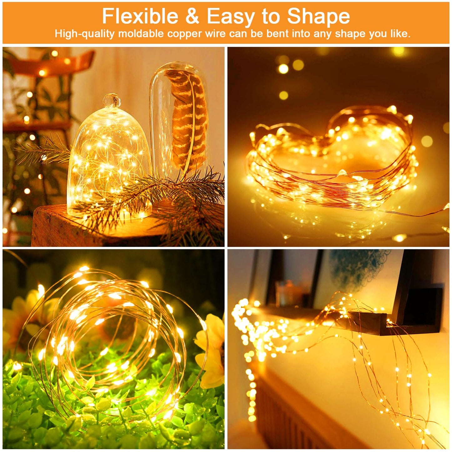 cshare Solar Fairy Lights 120LED Outdoor String Lights 39.4ft Waterproof Warm White 8 Modes for Patio Garden Decorations