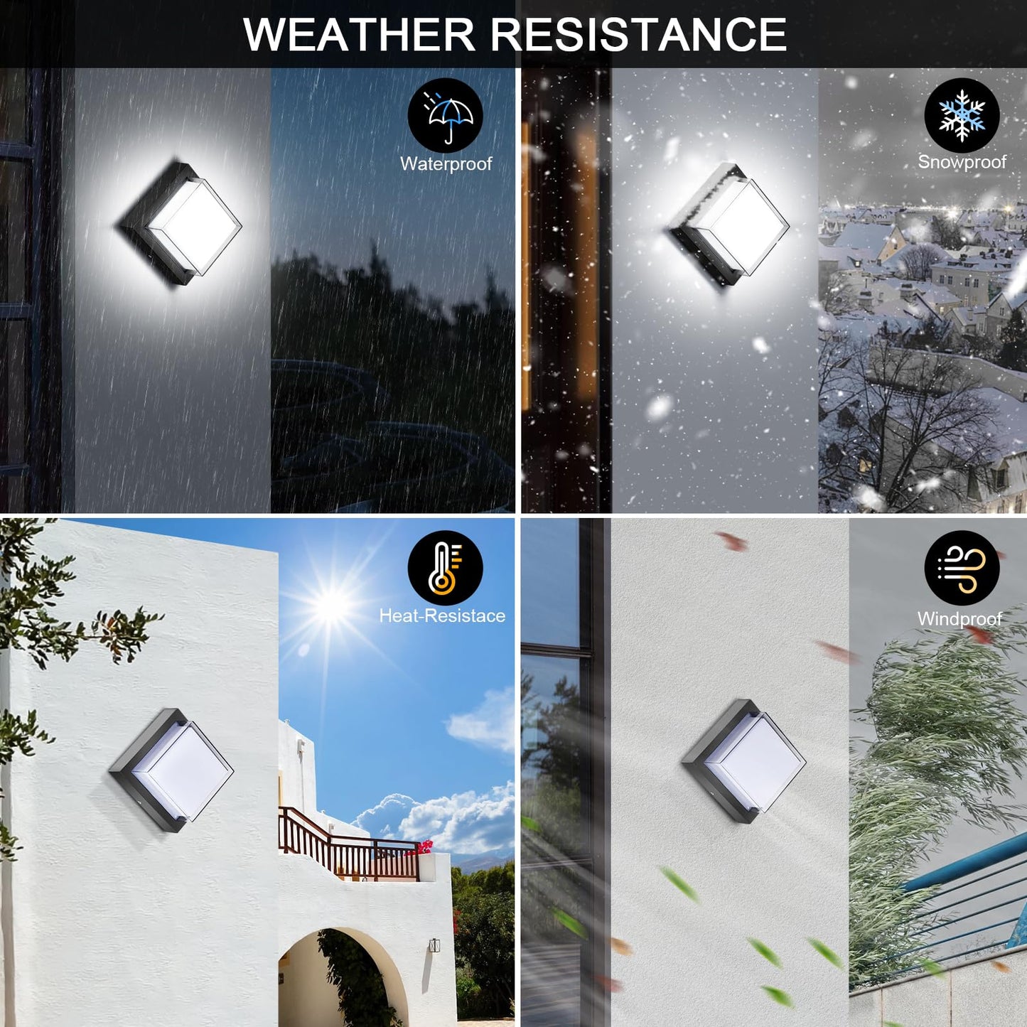 Tomourd Exterior Wall Lights  Modern Waterproof Outdoor Wall Mount Lighting  Black Square Small Led Porch Light With Anti-Rust 6000K Daylight 12W For Garage  Entryway House