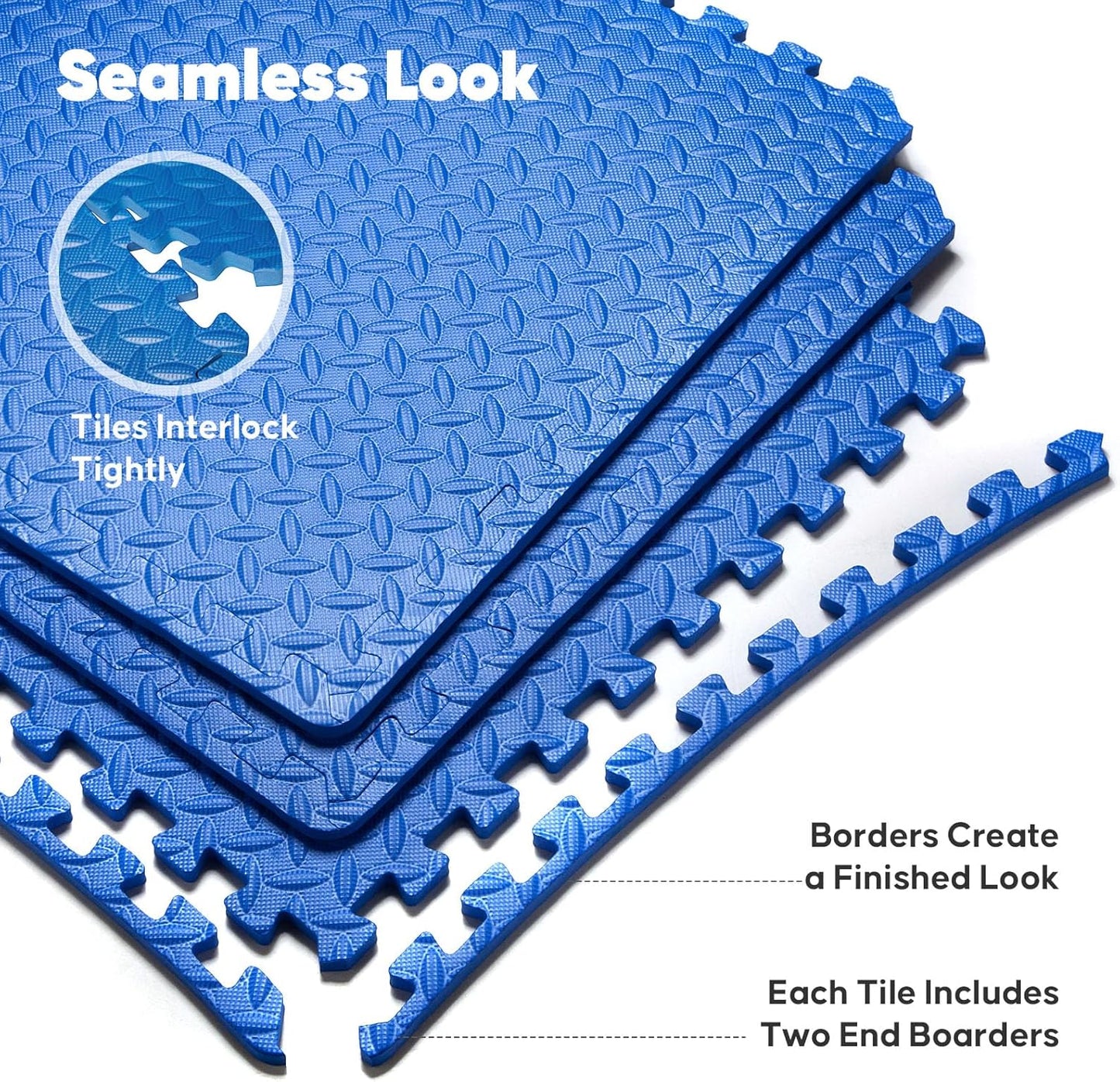 Home Gym Mat, Puzzle Exercise Mat, EVA Interlocking Foam Floor Tiles for Home Workout Equipment and Kids' Play Areas -, 24 in x 24 in x ½ in, Blue 36 Tiles
