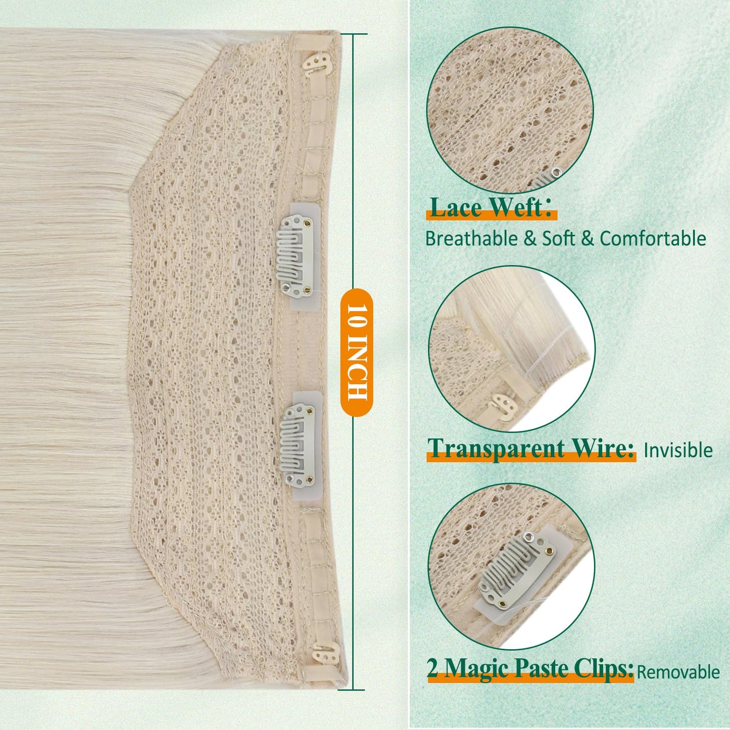 Easyouth Wire Hair Extensions Human Hair White Blonde Hair Wire Extensions Blonde Fish Line Hair Extension Real Human Hair for L