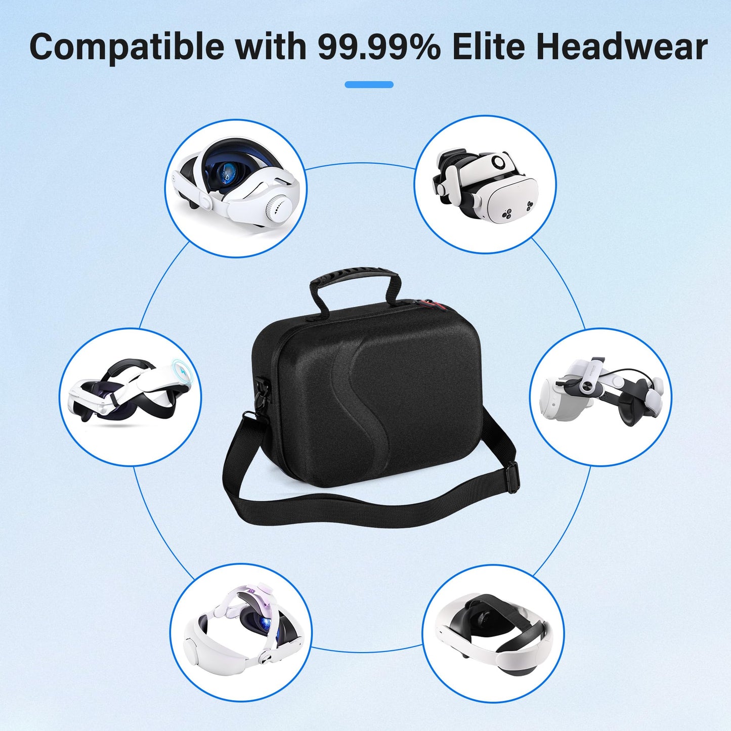 Large Carrying Case for Meta Quest 3S/3, Hard Travel Case Compatible With BOBOVR S3 Pro/KIWI Design Battery Head Strap, Controller and Accessory, Portable Hard Shell Bag, Black