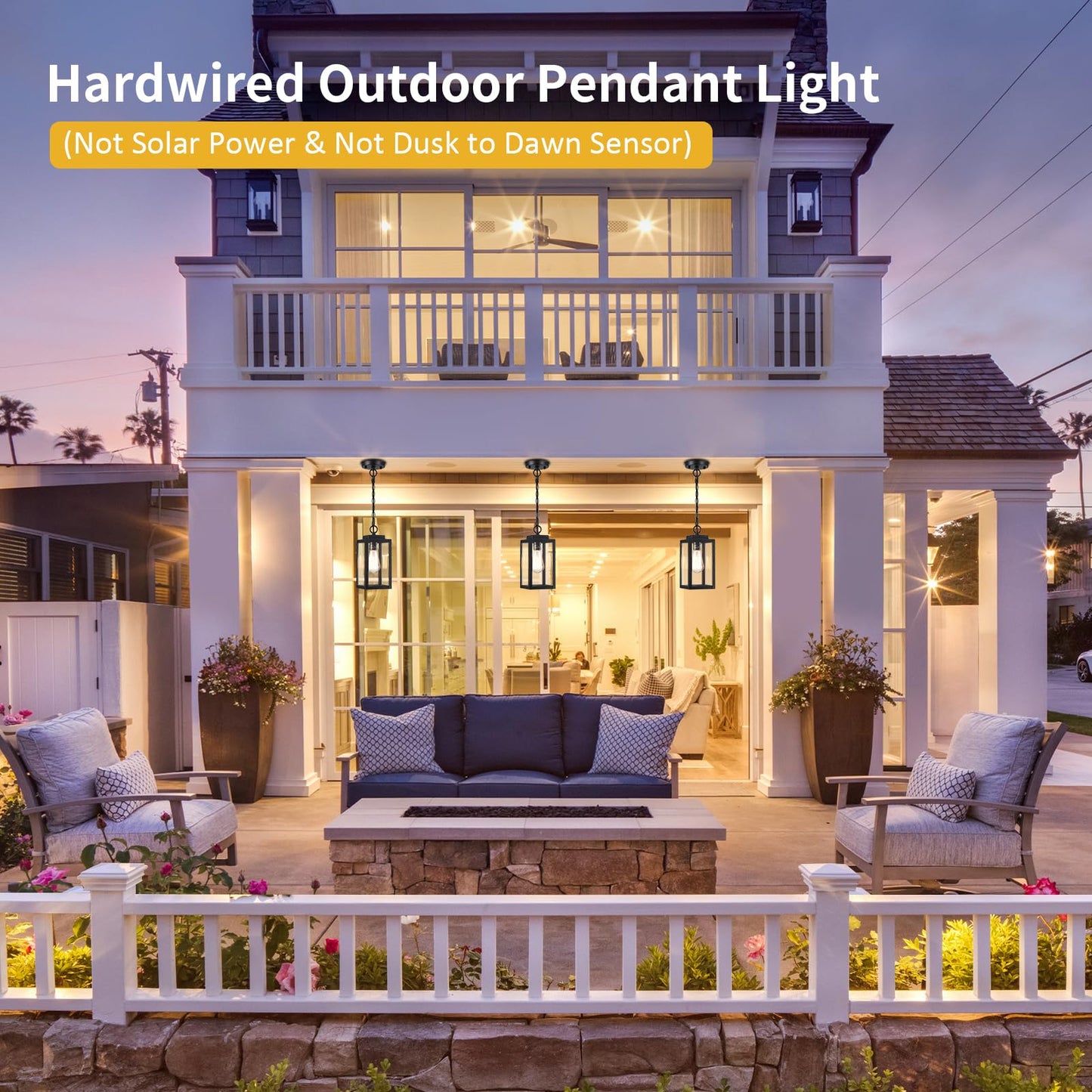 Myhxq 11 Outdoor Pendant Light  Modern Outside Chandelier Outdoor Hanging Lantern Light  Matte Black With Clear Glass  Exterior Pendant Lighting Fixture For Porch  Yard  Gazebo  1Pack