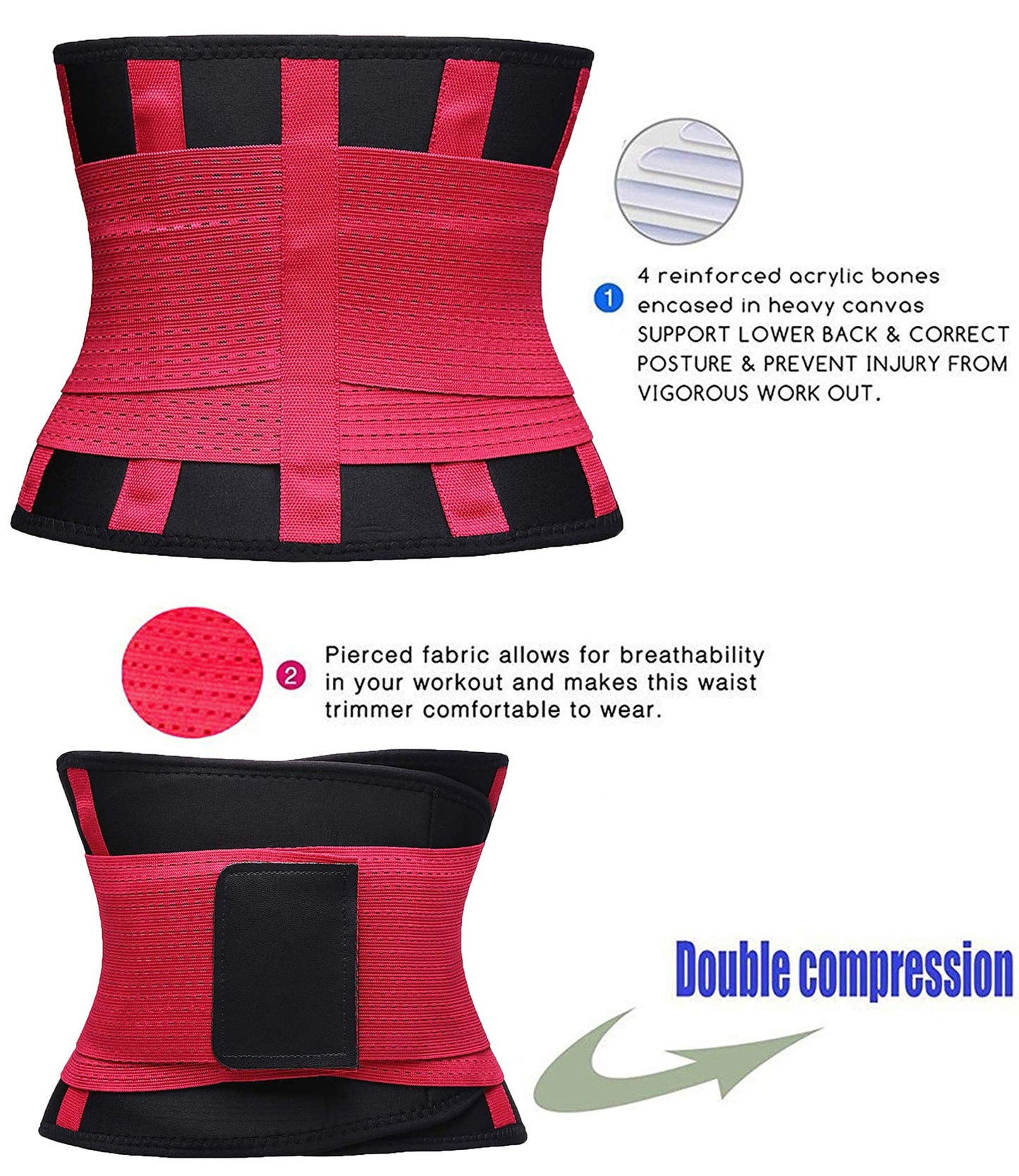 VENUZOR Waist Trainer Belt for Women - Waist Cincher Trimmer - Slimming Body Shaper Belt - Sport Girdle Belt (UP Graded)(Rose Red,Medium)