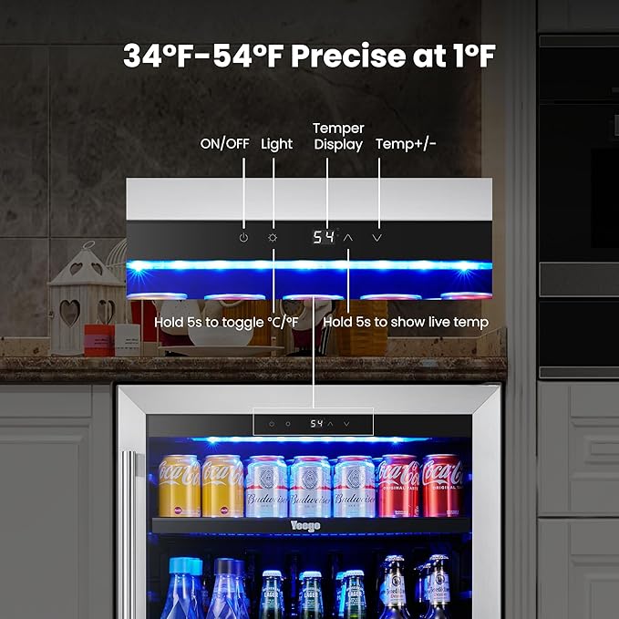 Yeego 48 inch Beverage Fridge Combo - 24 inch 180 Cans Mini Fridge with Glass Door 2PCS, Built-in, Under Counter & Freestanding, Ideal for Bars, Offices, Restaurants