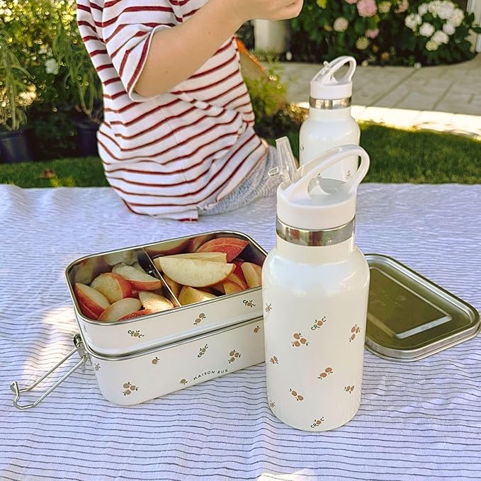 Maison Rue Lunch Box | Stainless Steel Lunch Container | Metal Bento Box | Leak-Proof 3 Compartments