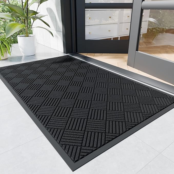 Naturei Durable Indoor Outdoor Door Mat, 4' x 6' Heavy Duty Front Door Mat for Entryway, Non-Slip Backing, Stain and Fade ...