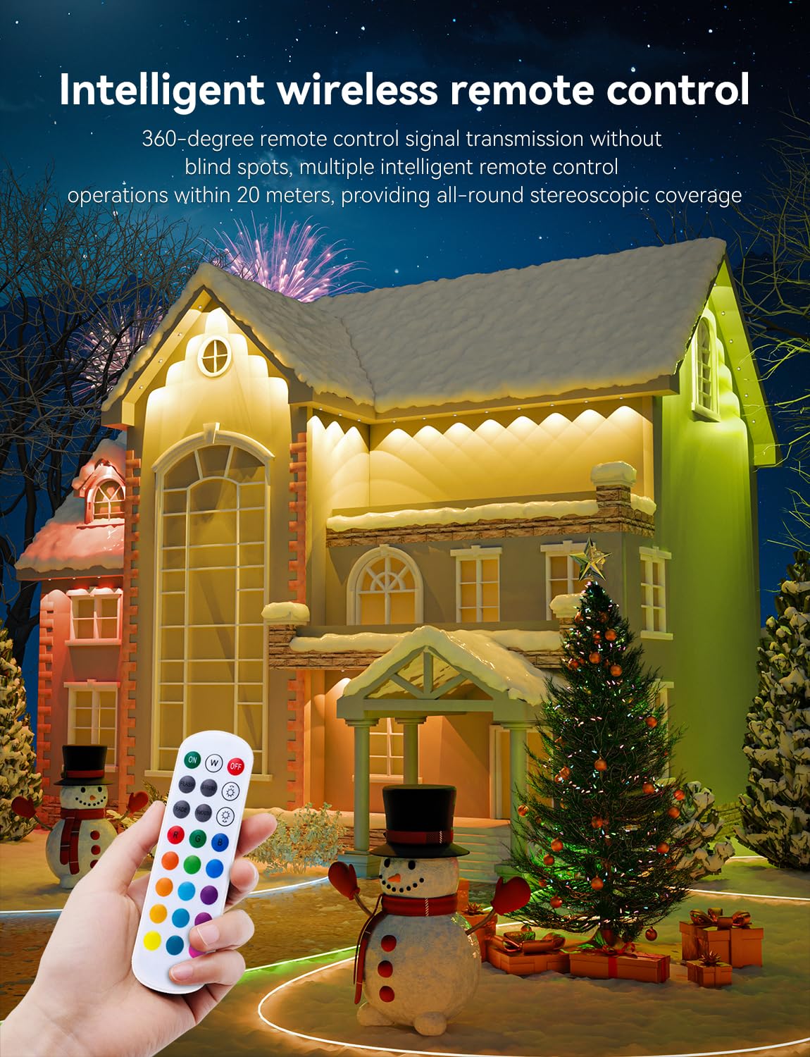 lemonrole 200FT RGB Eaves Lights - App Control, IP67 Waterproof, Multicolor, Model 3030