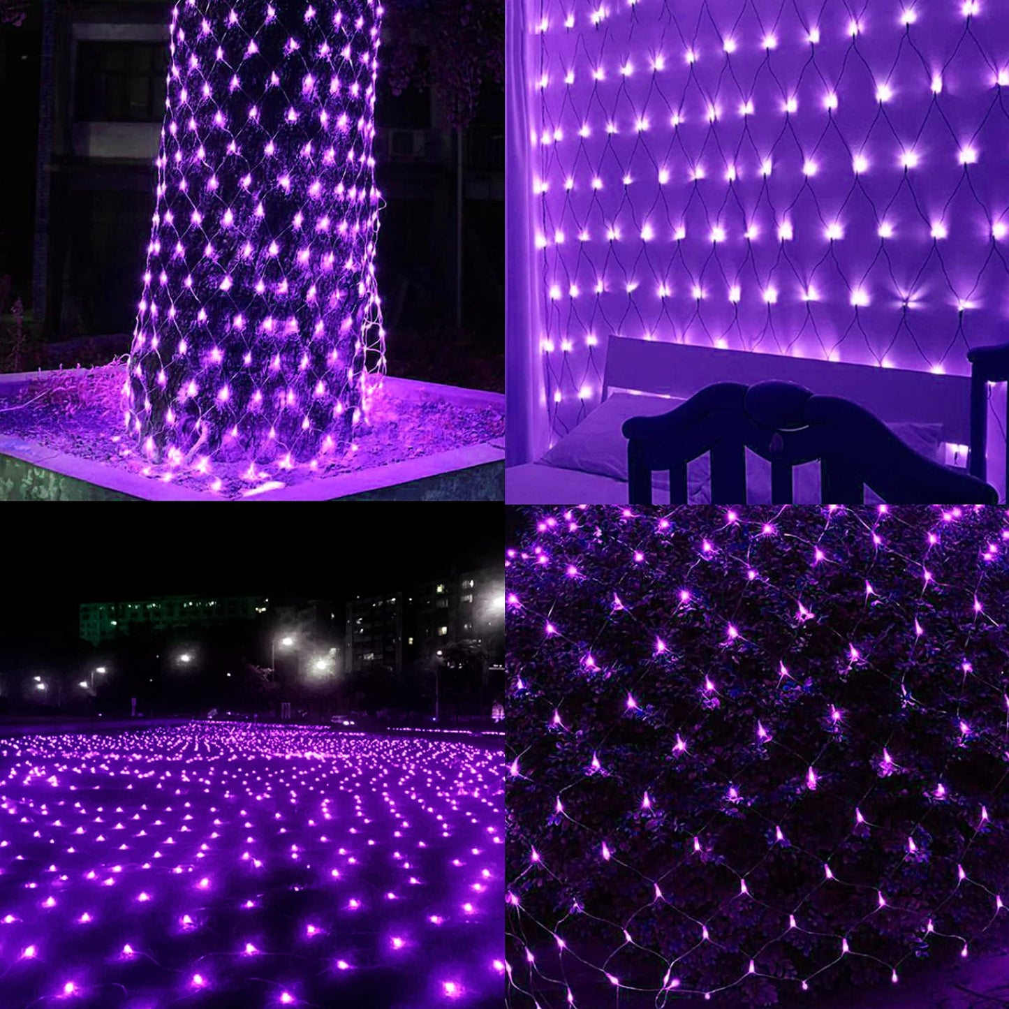 WATERGLIDE Outdoor Halloween Net Lights, 360 LED, 12FT x 5FT, 8 Lighting Modes, Purple, Model HB-360WCOI