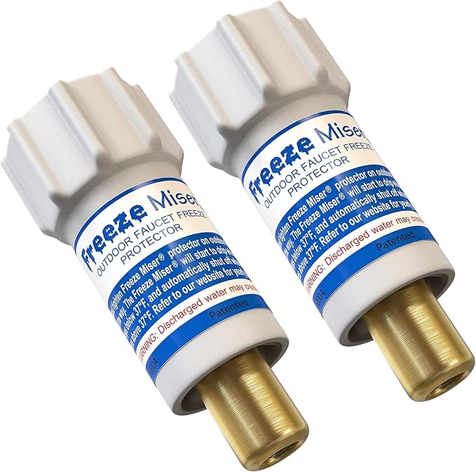Freeze Miser Outdoor Faucet & Spigot Freeze Protection – Patented Valve Shield, Activates at Water Temperature Below 37°F/...
