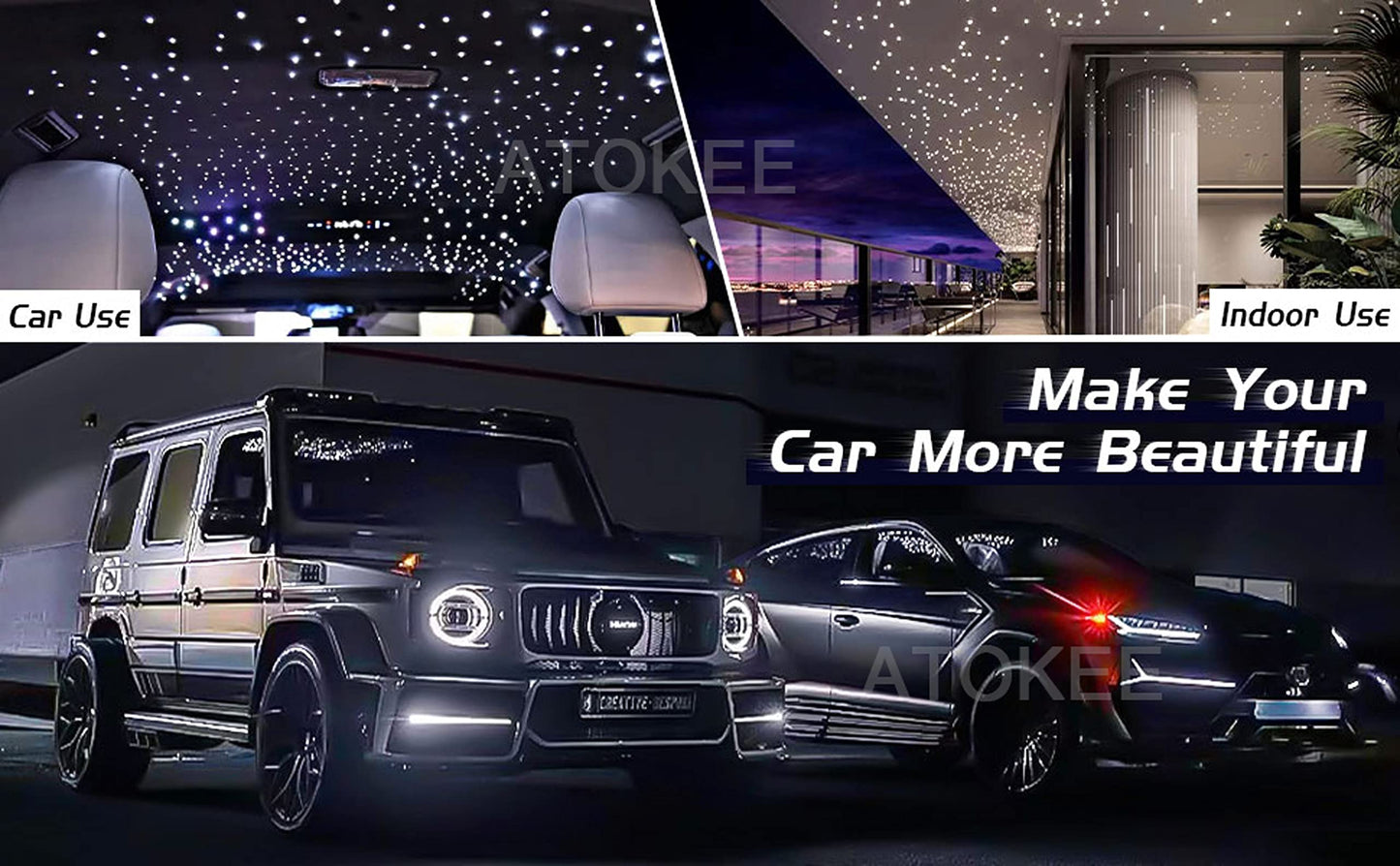 Atokee 16W Twinkle 650Pcs Starlight Headliner Kit  0.03In 13.1Ft Fiber Strands Small Size Star Lights For Car Roof With Remote Control/Bluetooth App