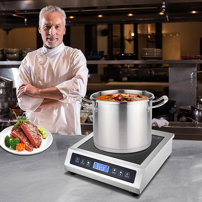 Commercial Induction Cooktop, Portable Electric Countertop Burner with Sensor Touch and LCD Screen(3500W/220V),Commercial Grade Induction cooker for Hotel Restaurant School