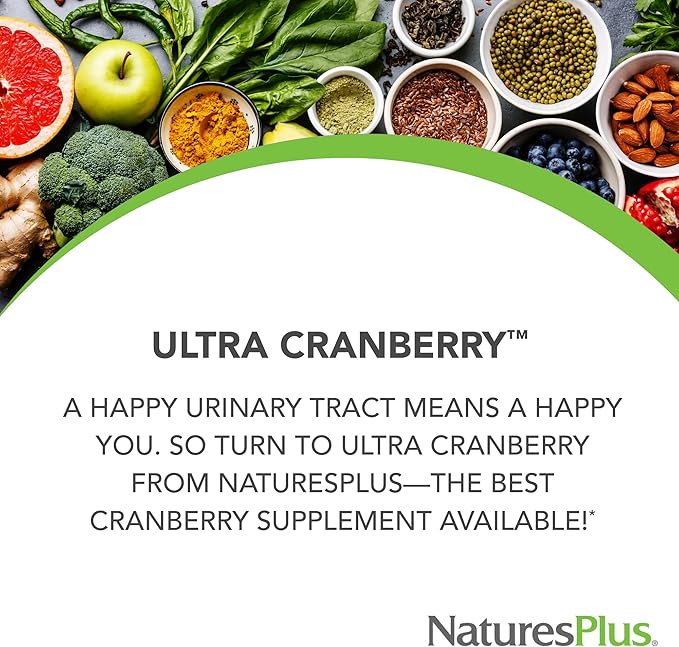 NaturesPlus Ultra Cranberry, Sustained Release - 1000mg, 120 Tablets - With Vitamin C - Vegetarian, Gluten Free - 60 Servings