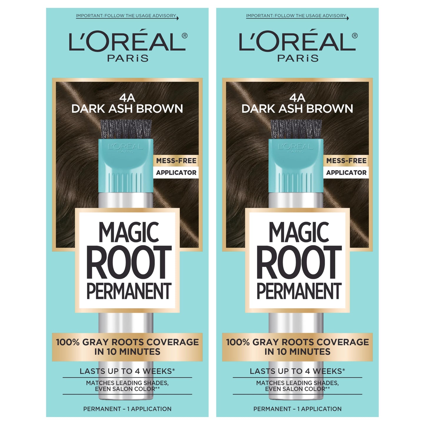 LOr  al Paris Magic Root Permanent Hair Color, 10 Minute Hair Dye Kit to Rescue Roots with 100% Gray Hair Coverage, 4A Dark Ash