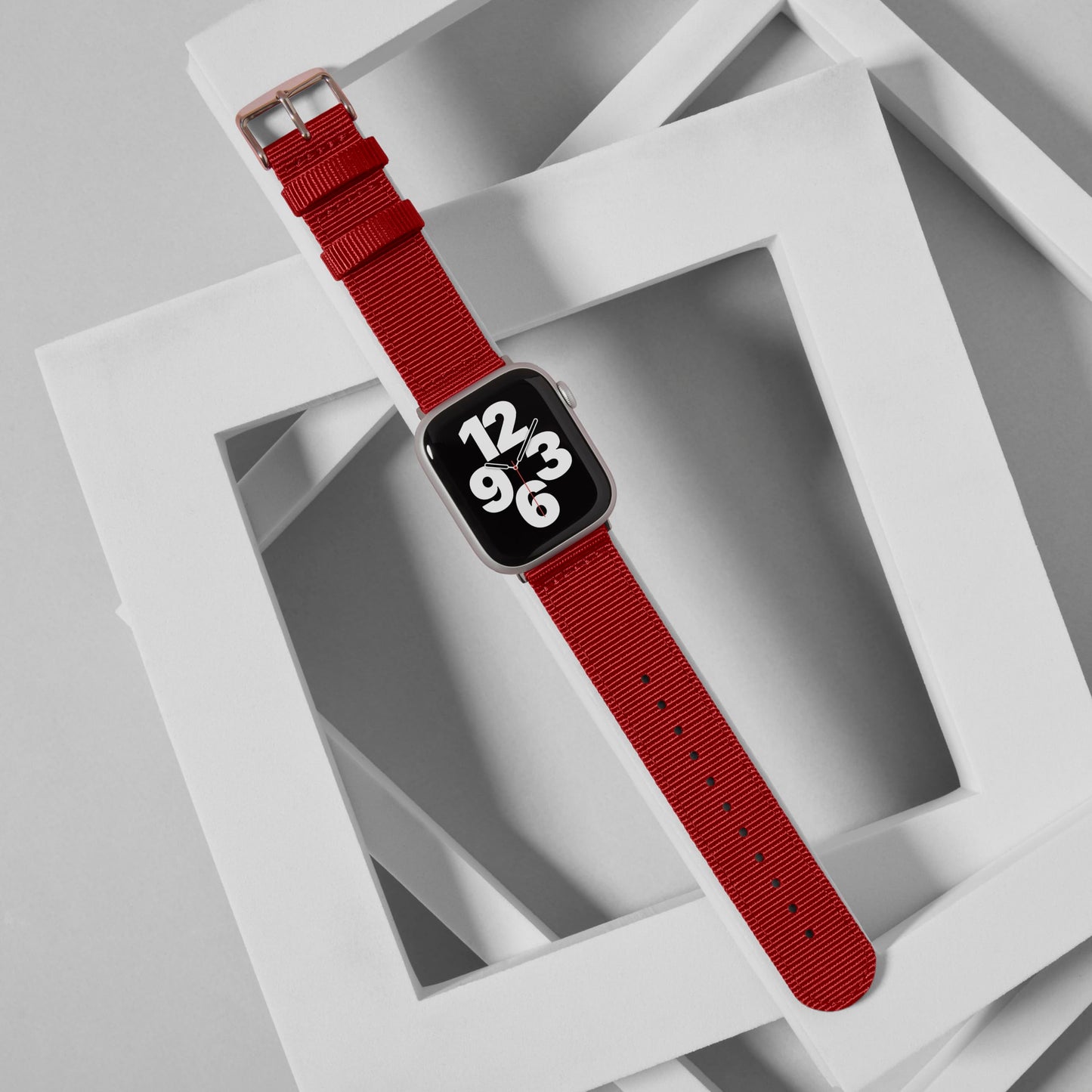 Archer Watch Straps - Premium Nylon Straps For Apple Watch (Red, Stainless, 44/45/46/49Mm)