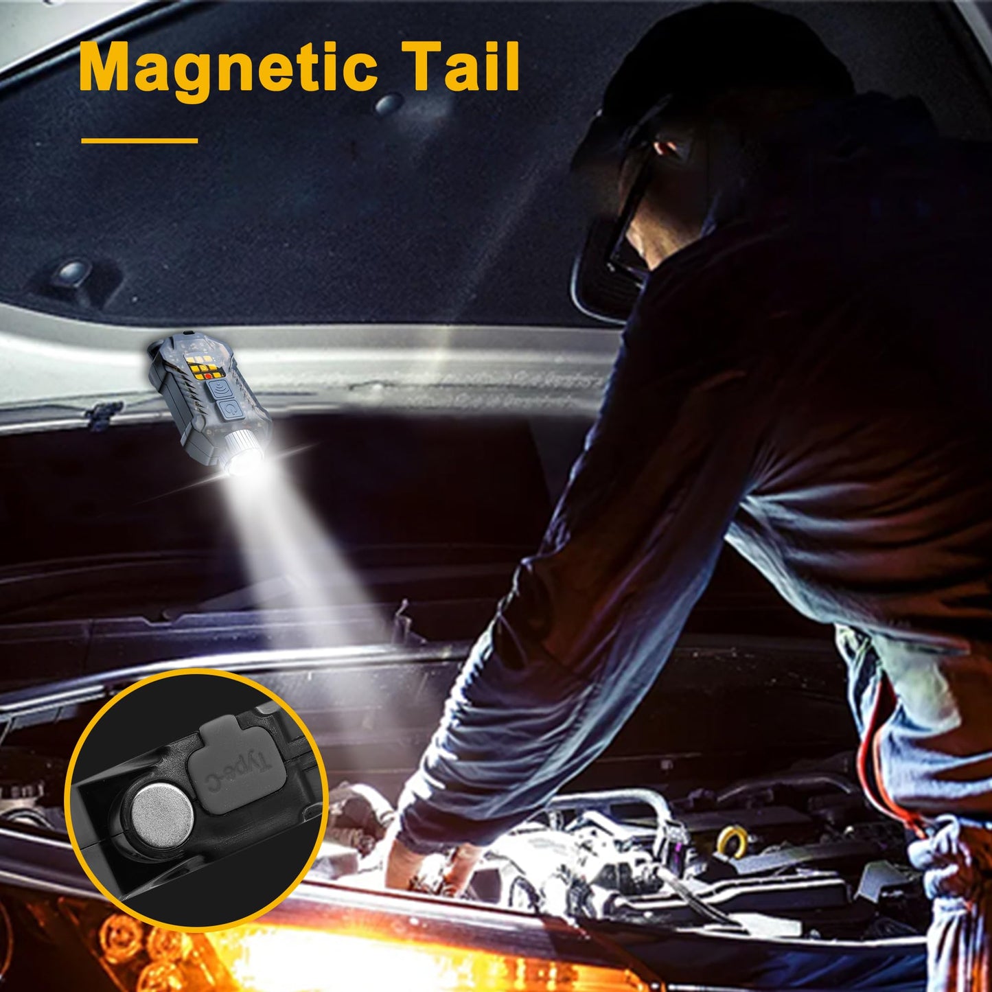 Head Lamp Led Rechargeable  230 Wide Beam Sensing Cob Headlamp Flashlight Detachable  9 Light Modes  Hard Hat Lamp  Ip65 Waterproof 400 Lumens For Camping  Hiking  Fishing  Working  Gift (Black)