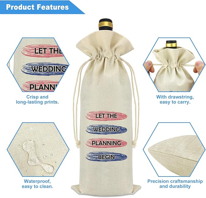 Mikela Engagement Gifts for Couples Wine Gift Bag Newly Engaged Gifts Mr and Mrs Marriage Wedding Gifts Newly Engagement Couple Gifts Engagement Gift for Fiance Fiancee Friend Girlfriend Boyfriend