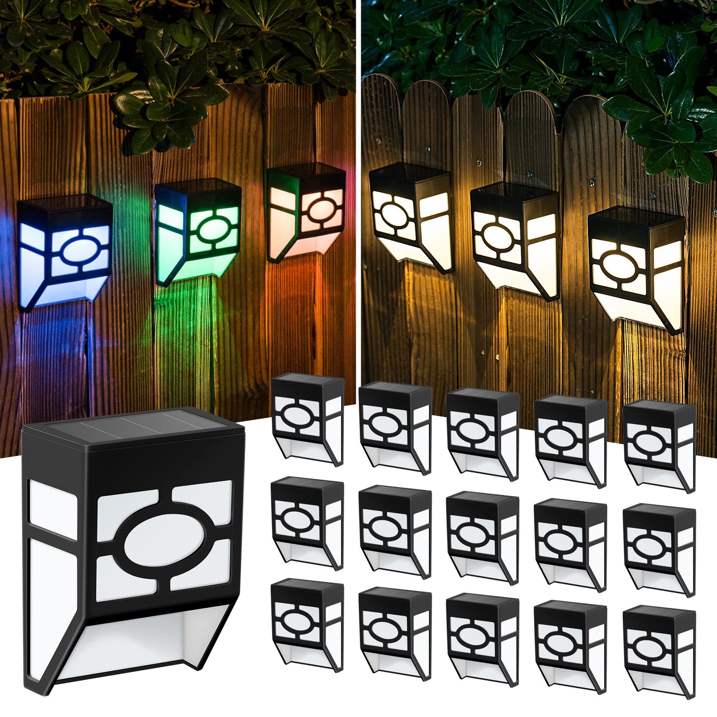 SOLPEX Solar Deck Lights, 16 Pack, RBG/Warm White LED, Outdoor Decorative Lighting for Garden, Yard, Post, Path & Driveway, Model 8551