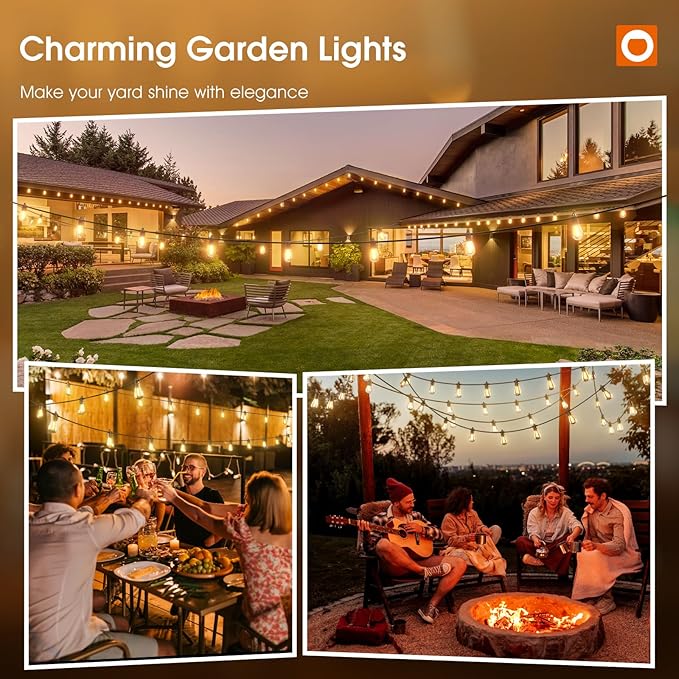 addlon 100FT LED Outdoor String Lights with Edison Shatterproof Bulbs, Heavy-Duty and Weatherproof Strand, Commercial Grade Patio Lights, Decorative for Garden or Patio, Black