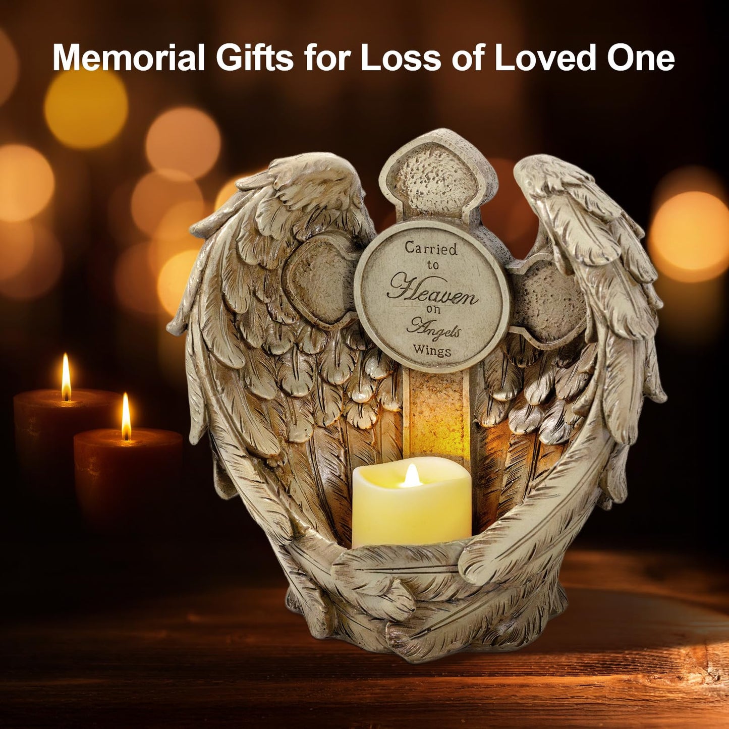 Candieslife 12 Solar Angel Wing Cross Garden Lights  Waterproof Memorial Grave Decorations Sympathy Gifts For Cemetery Outdoors Lawn Yard Home Patio Decor
