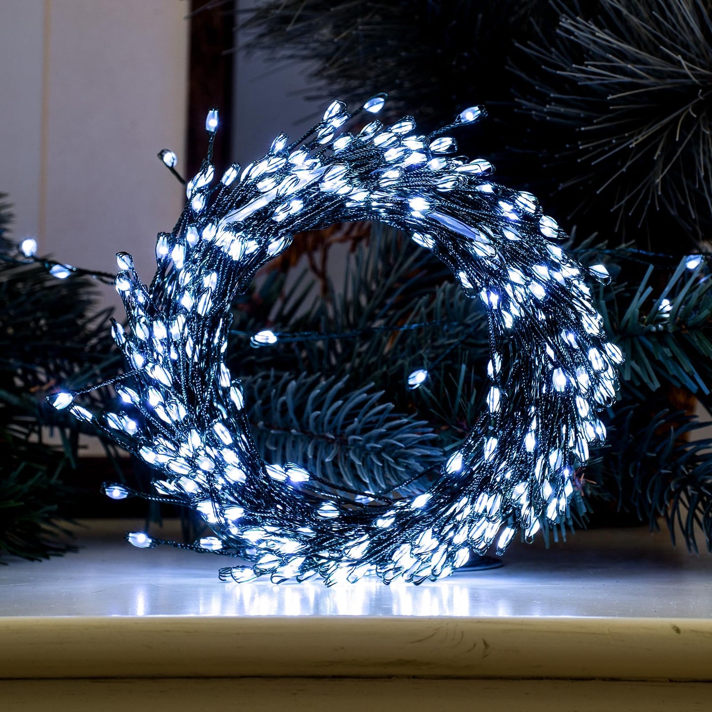 Zeluxdot Fire er Fairy Lights, 20Ft 200 Leds, Waterproof Cool White Twinkle Lights With Remote For Indoor/Outdoor Decor