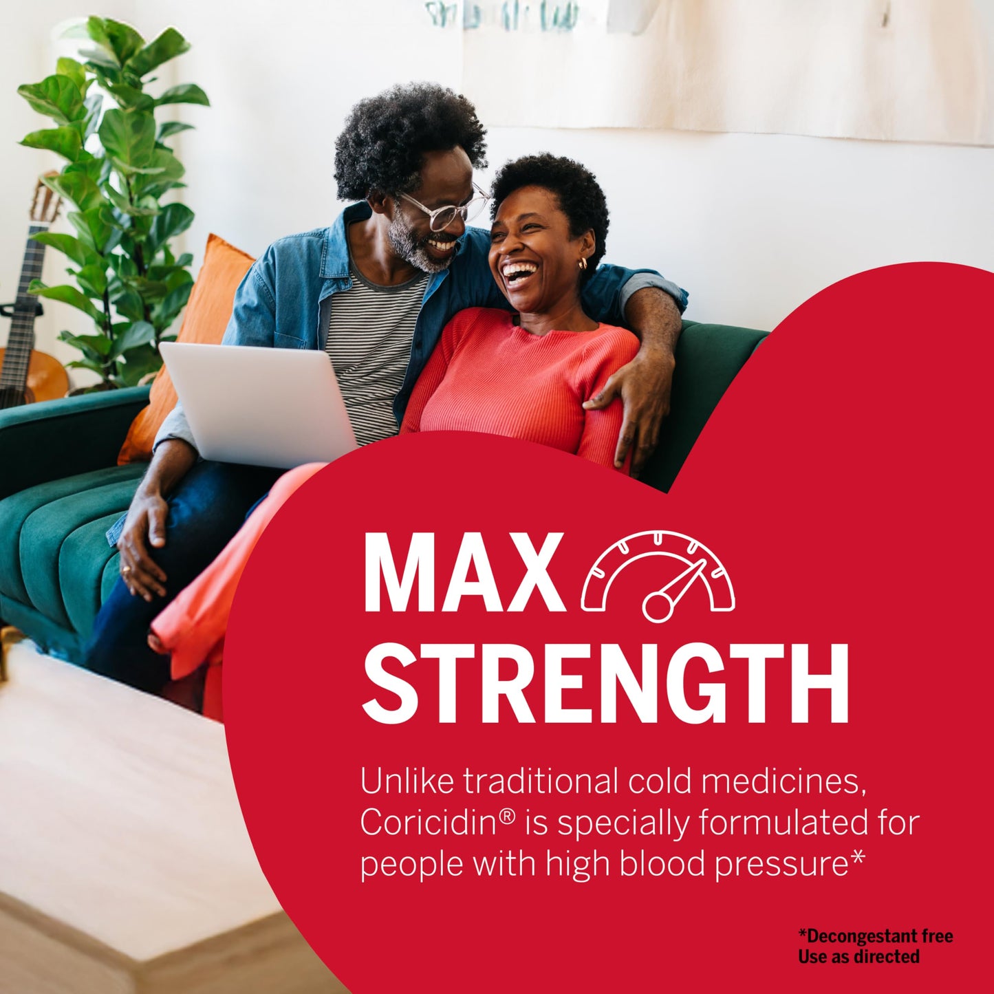 Coricidin HBP, Decongestant-Free Cold Symptom Relief for People with High Blood Pressure, Maximum Strength Multi-Symptom Flu Tablets, 48 Count (2x24ct)