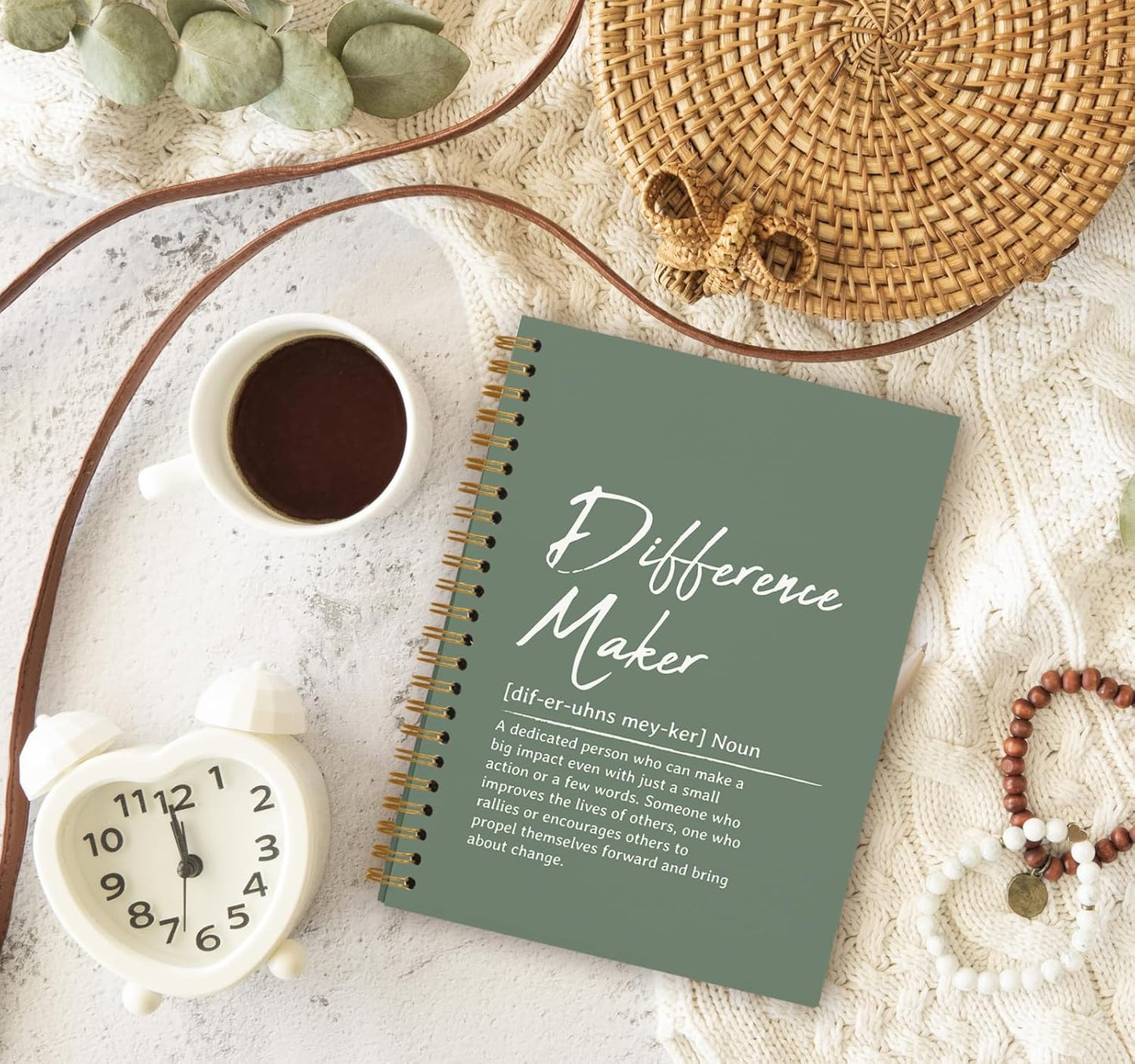 OXW Green Notebooks for Work, Difference Maker Gift Meeting Notebook Journal for Writing, Employee Appreciation Gifts, Thank You Gifts for Women Men Leader Mentor Boss Manager, 5.5"x8.3"
