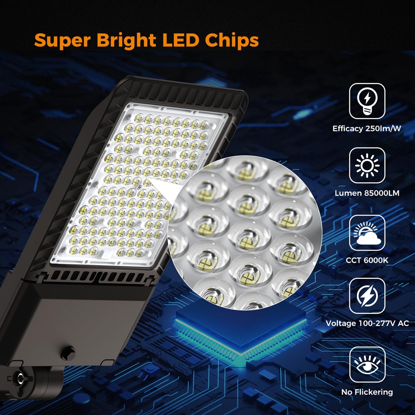 Aikvsxer 340W Led Parking Lot Light 85000Lm 6000K Daylight Dusk To Dawn Photocell Commercial Outdoor Lighting  Ip65 Waterproof 11 Years Lifespan For Parking Street Yard Garage Warehouse 3 Pack