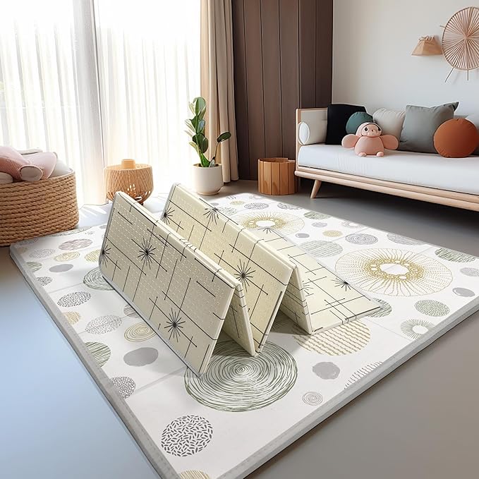 79x71 Baby Play Mat,Extra Large Baby Mat for Floor, Foldable Play XPE Foam Mat, Reversible Crawling Mat for Baby, Safe,Waterproof,Thick Playmats for Babies and Toddlers,Indoor Outdoor Use